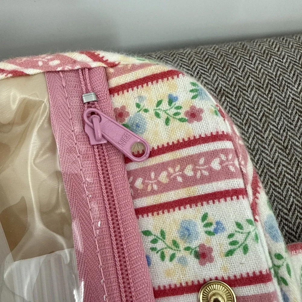 Vintage Lanz Salzburg 90's Flannel Cosmetic Travel Bag Cottagecore RARE